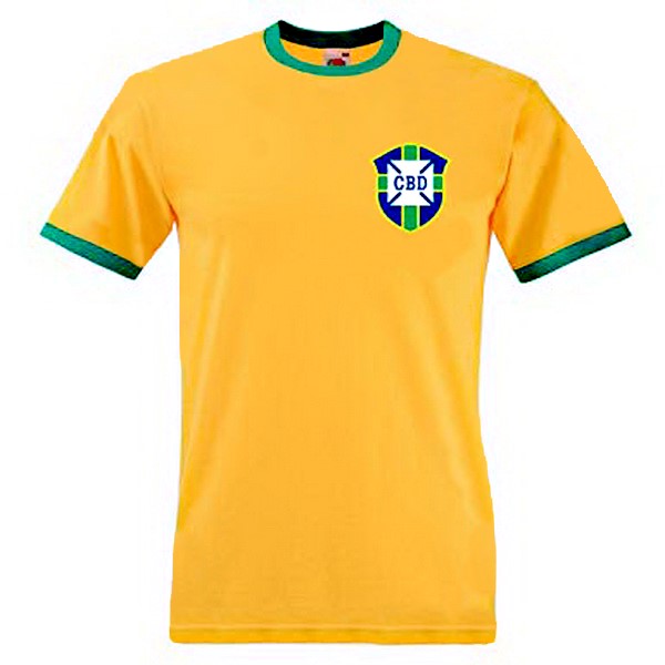 Camiseta Brasil Replica Primera Ropa Retro 1970 Amarillo